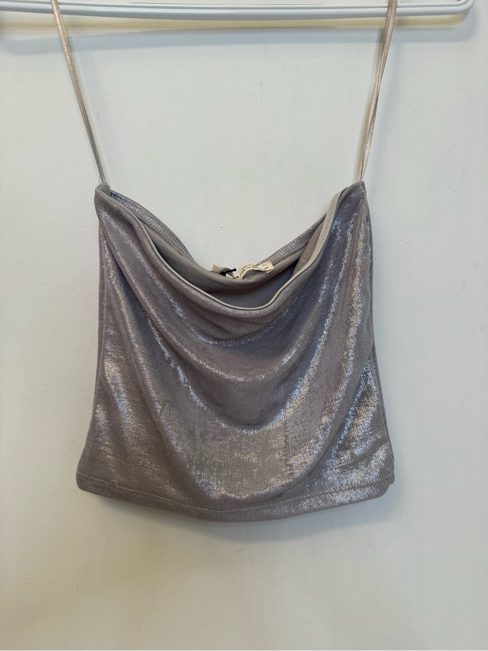 Shimmer Silver Cowl Neck Shoulder Bag